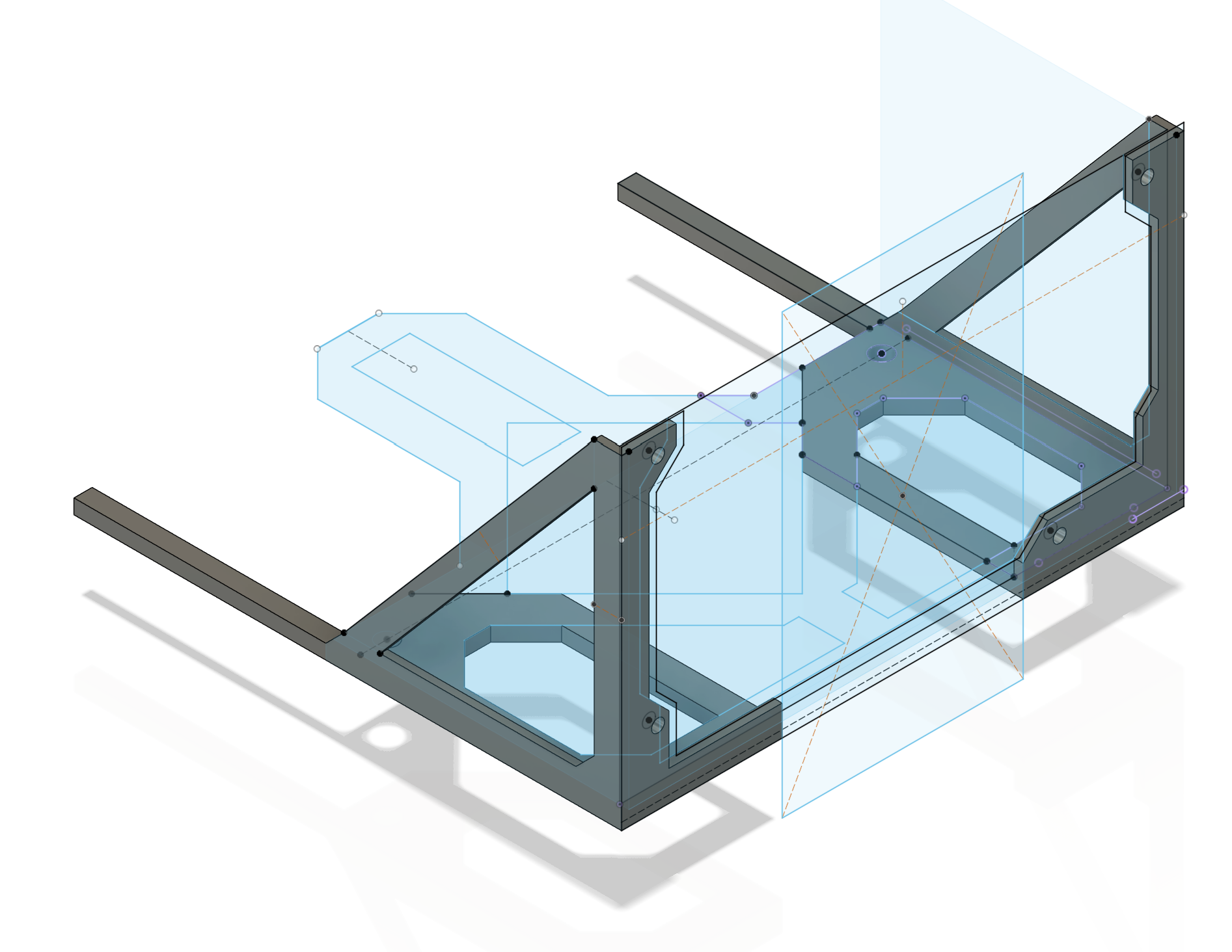 Final version of the power supply bracket, now split into two separate components and with additional bracing and support